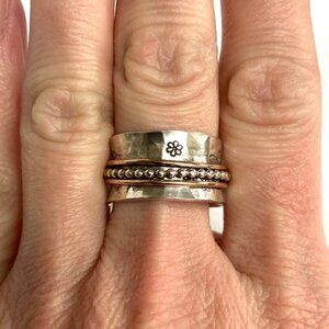 Sterling Silver 925 Copper Wide Spinner Curved Comfort Fit Band Ring Sz 7.25